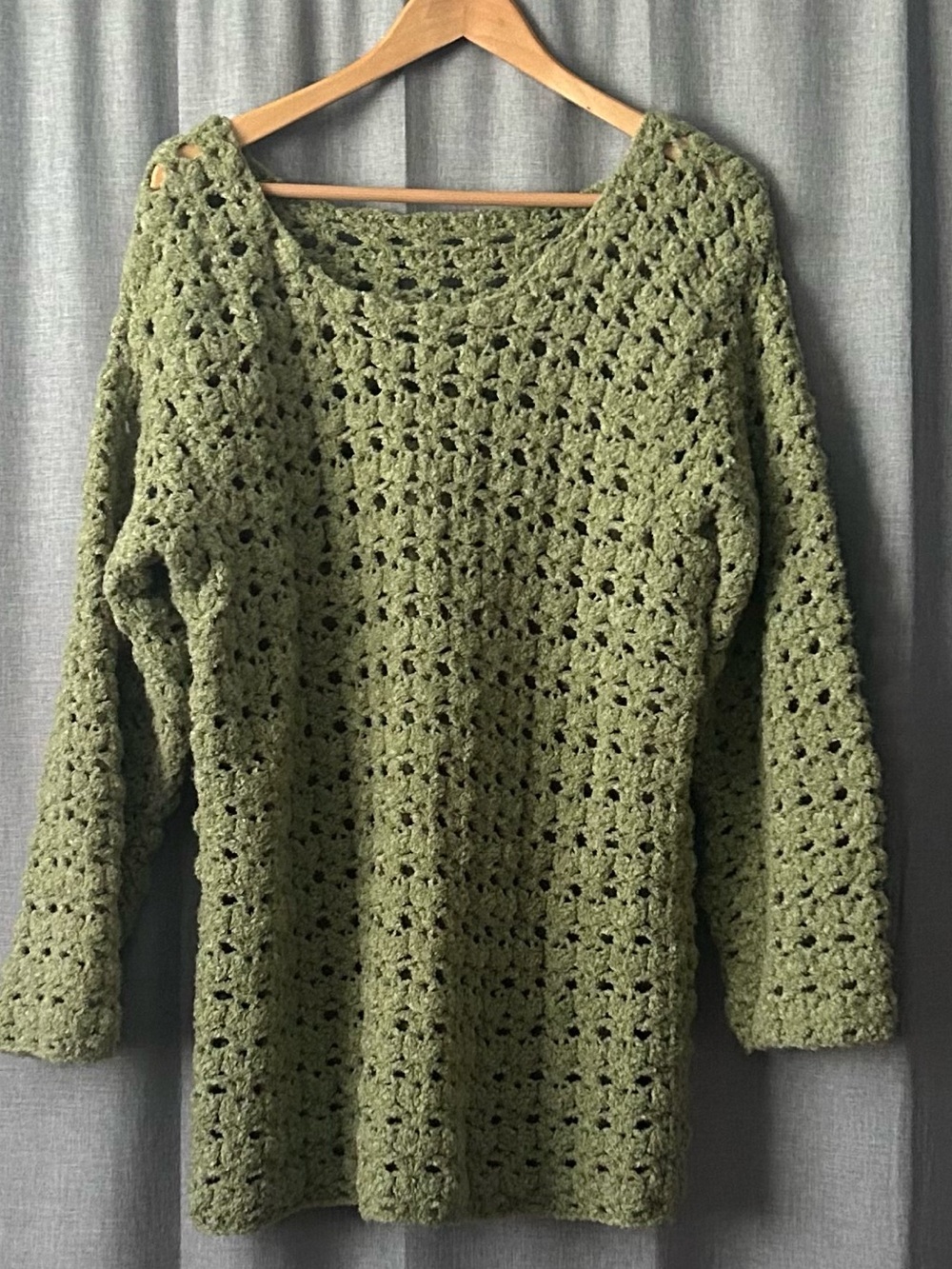 Olive Green Crocheted Women's Sweater